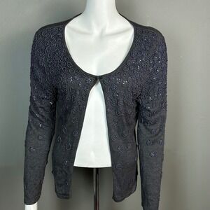 Glam cashmere cardigan sweater Large beaded sparkle whimsical Fairy 1920s Retro